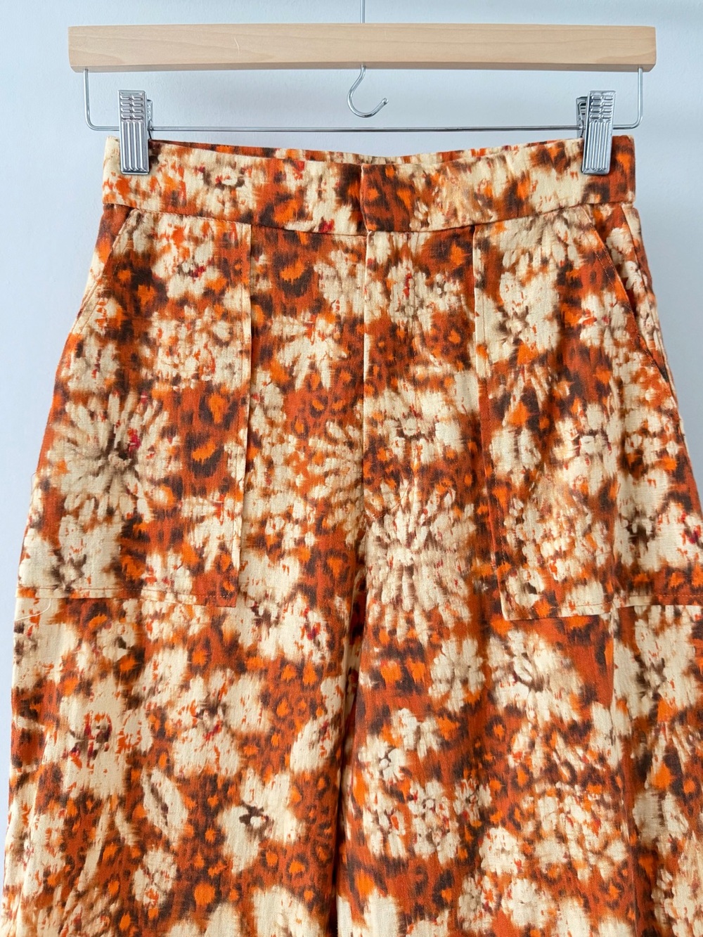 Zara Floral Ruched Crop Top & Wide Leg Pants Co-Ord Set XS/S Orange Boho Y2K - Picture 13 of 16